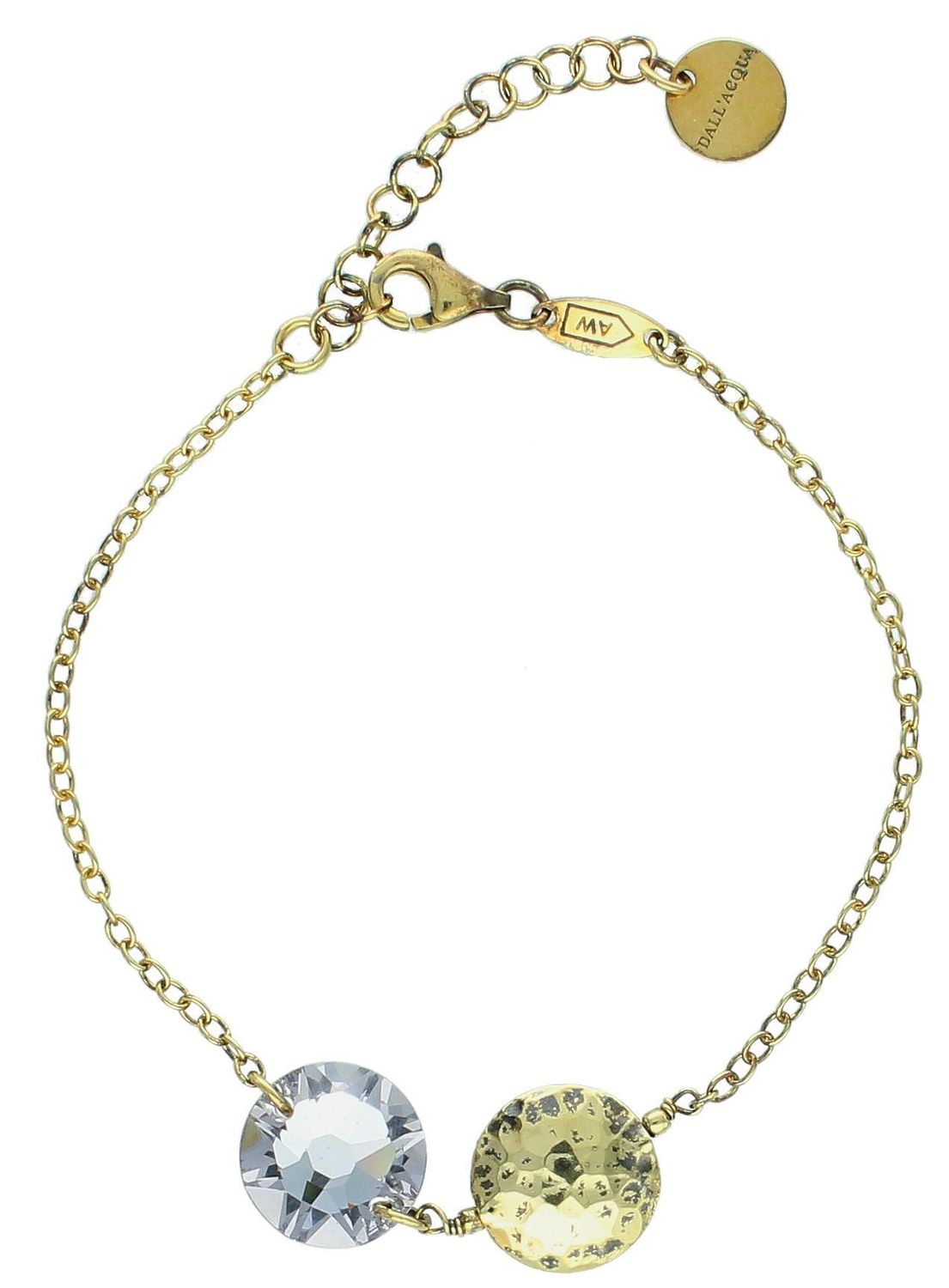 Bransoletka srebrna damska gnieciona blaszka i cyrkonia 'Gwiazda' B RM 24140. Bransoletka na delikatnym łańcuszku z dwoma elementami ozdobnymi. Delikatna i zarazem uniwersalna 1.jpg